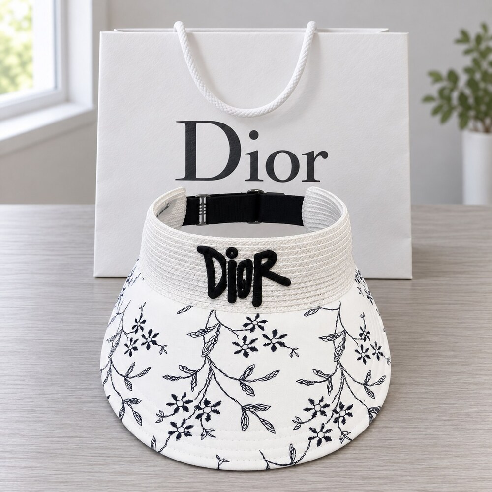 Dior White Floral Sun Visor